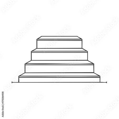 Simple illustration of multi-level tiered steps leading upwards, clean line art design