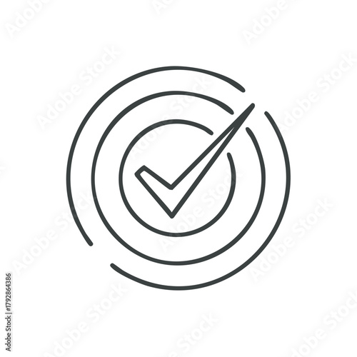 Target icon with a checkmark, symbolizing success, completion, and accuracy in business.