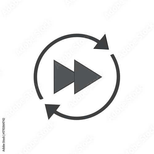 Fast Forward Circular Arrow Symbol Repeat Functionality Illustration
