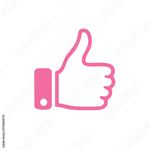 Pink hand gesture like symbol for approval and positive feedback