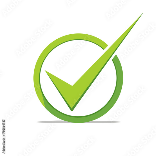 Green check mark inside a circular outline symbolizing approval and success