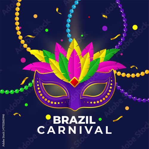Vector illustration of Brazil Carnival social media template