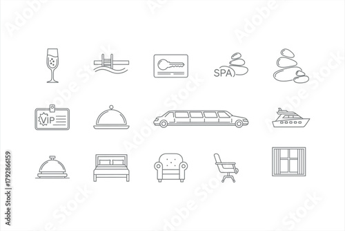 Luxury travel and hospitality icons