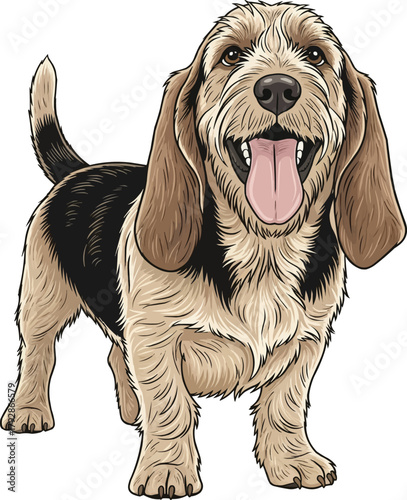 Grand Basset Griffon Vendéen dog happy panting vector illustration