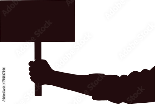 Hand holding placard protest signs and activism banners communication, freedom, and expression concept vector illustration