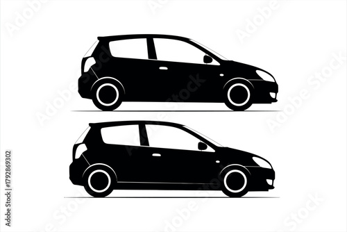 Black hatchback car vector icons