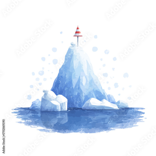 A hand drawn Simple flat 2D illustration of vibrant north pole sign illustration isolated on a white background, vector icon set, simple design in a flat design, simple 2D illustration, EPS format