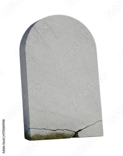 Cracked Blank Gray Stone Arched Tombstone Gravestone Isolated Cutout Transparent PNG