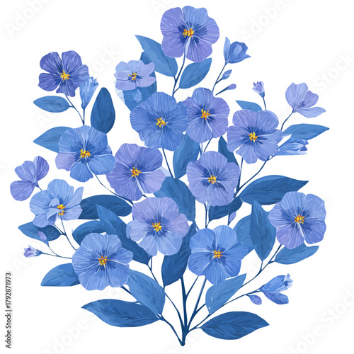 A hand drawn Simple flat 2D illustration of Vibrant periwinkle plant Collection isolated on a white background, vector icon set, simple design in a flat design, simple 2D illustration, EPS format