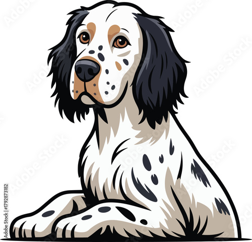 Cute cartoon a illustrator vector English setter