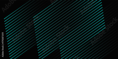abstract black background with diagonal lines, cyan color, modern, eps10 vector.