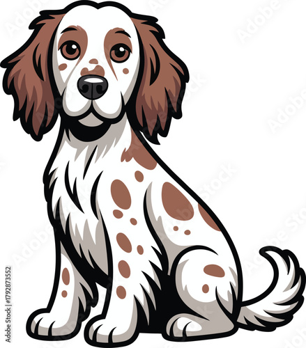 Cute cartoon a illustrator vector English setter