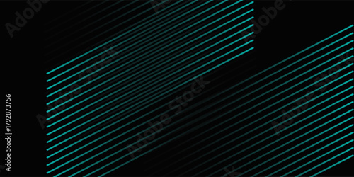 abstract black background with diagonal lines, cyan color, modern, eps10 vector.