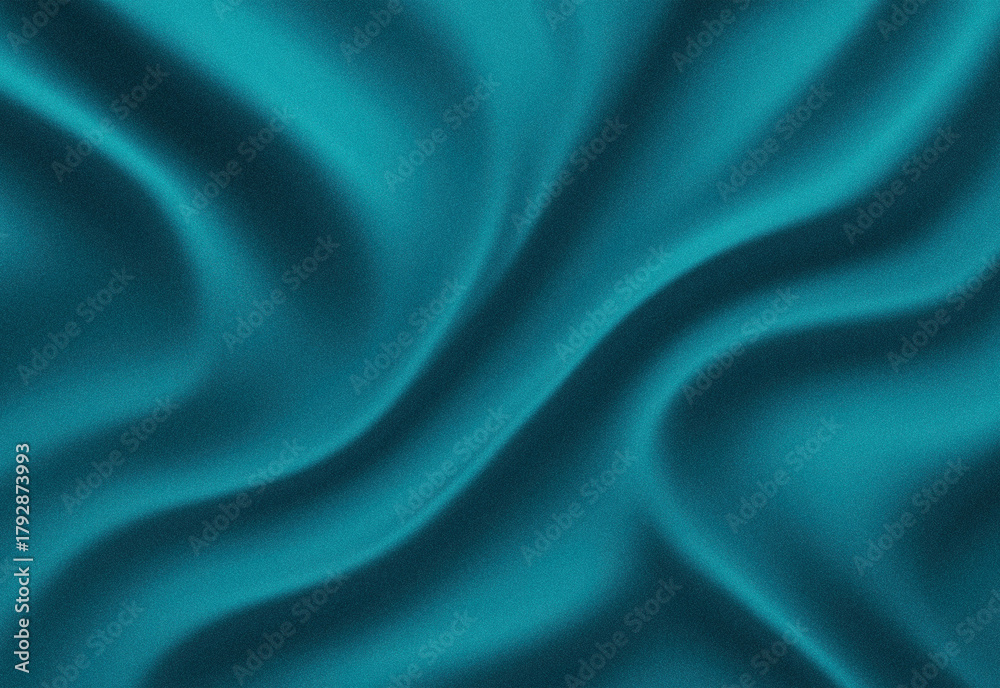 Obraz premium Close up of teal fabric with smooth flowing folds and soft shadows, highlighting luxurious texture, elegant drape, and stylish look suitable for fashion, or design work