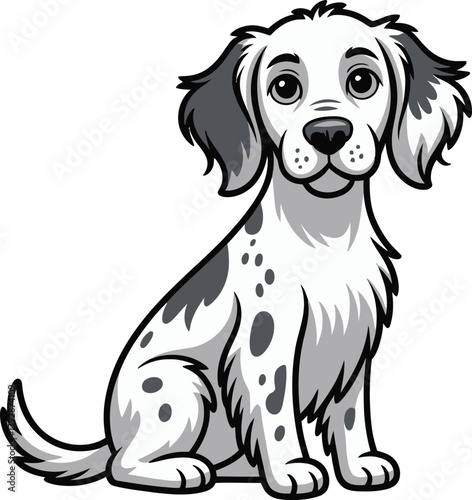 Cute cartoon a illustrator vector English setter