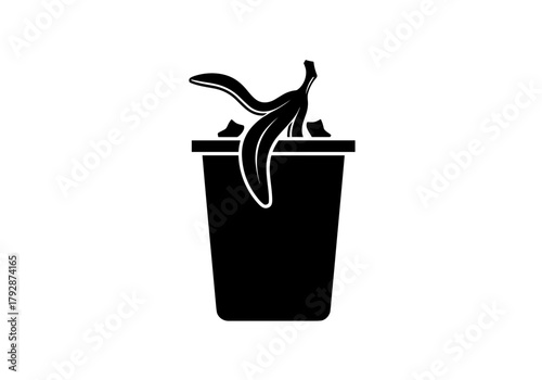 Banana peel in compost on a transparent background for eco-friendly design concepts