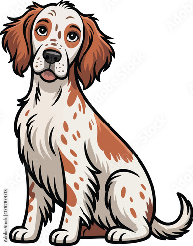 Cute cartoon a illustrator vector English setter