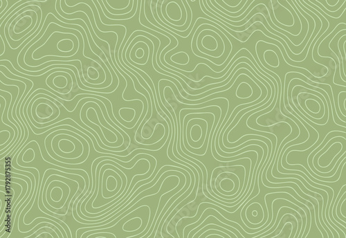 Tableau sur toile Abstract green topographic contour texture with seamless wavy lines resembling g
