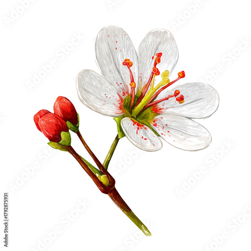 Canvas Print A hand drawn flat 2D illustration of Vibrant saxifrage flower Collection isolate