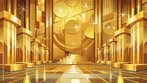 Very beautiful gold shiny wall abstract background texture, featuring luxurious metallic reflections, smooth gradients, and elegant shimmering surfaces, perfect for premium design projects, decorative