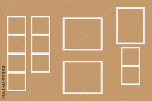 Empty photo frame set, blank photo booth strip template