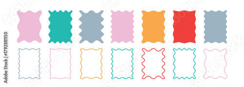 Set of zigzag frame, postage stamps with empty paper design, Zigzag edge and scallop edge. Colorful zigzag frame. Rectangle shape frame with zigzag edge. Vector EPS 10.