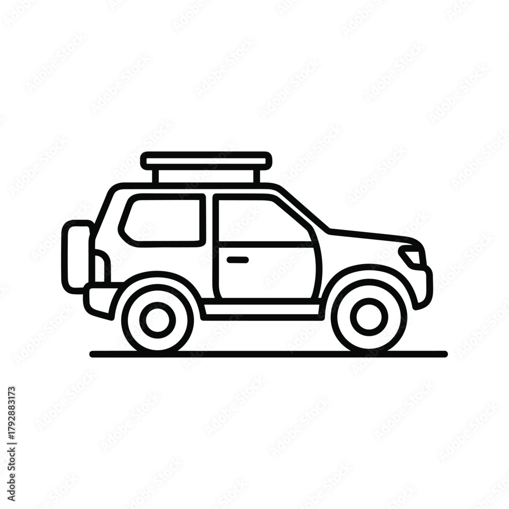 Obraz premium Outline icon of an suv with a roof rack