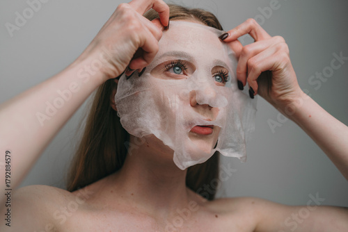 Canvas Print closeup eyebrow tweezing on caucasian model with precise tweezer and steady esth