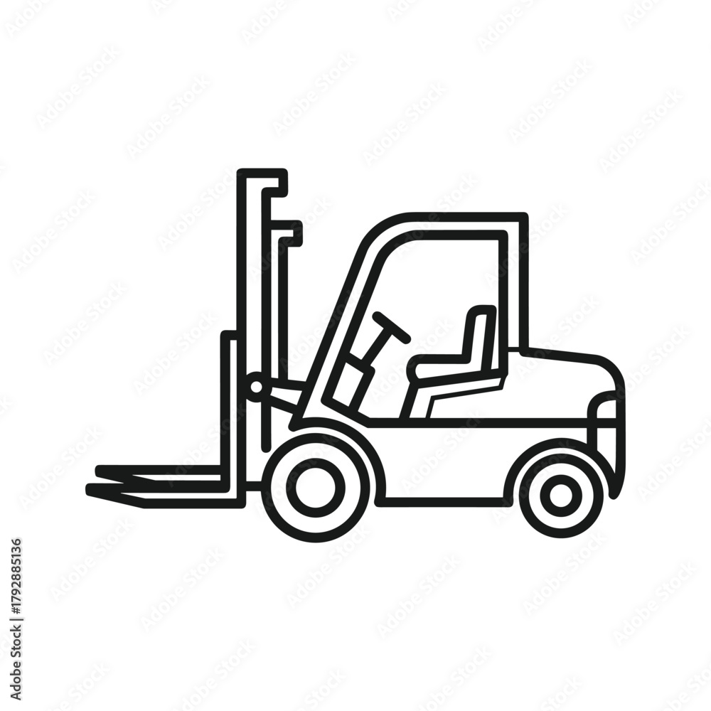 Fototapeta premium Line art illustration of a forklift
