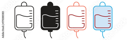 IV Bag icon set. IV Bag Infusion Medical Icon Vector Logo Template . vector illustration.