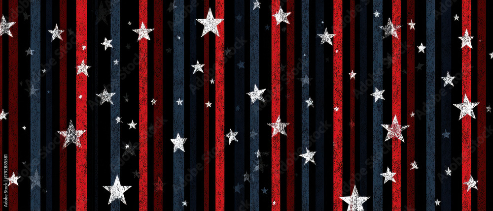 Obraz premium Abstract stars stripes pattern, red black blue, grunge texture, seamless background