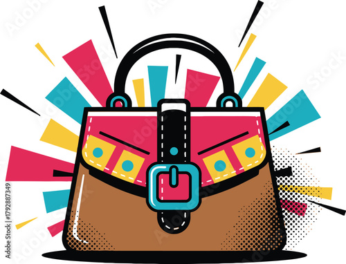 Retro Women's Handbag Vector Icon for Fashion Shopping and Style Accessory