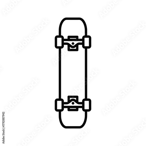 Top view outline icon of a skateboard, representing extreme sports and urban lifestyle