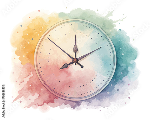 Papier peint Watercolor clock  isolated on white background