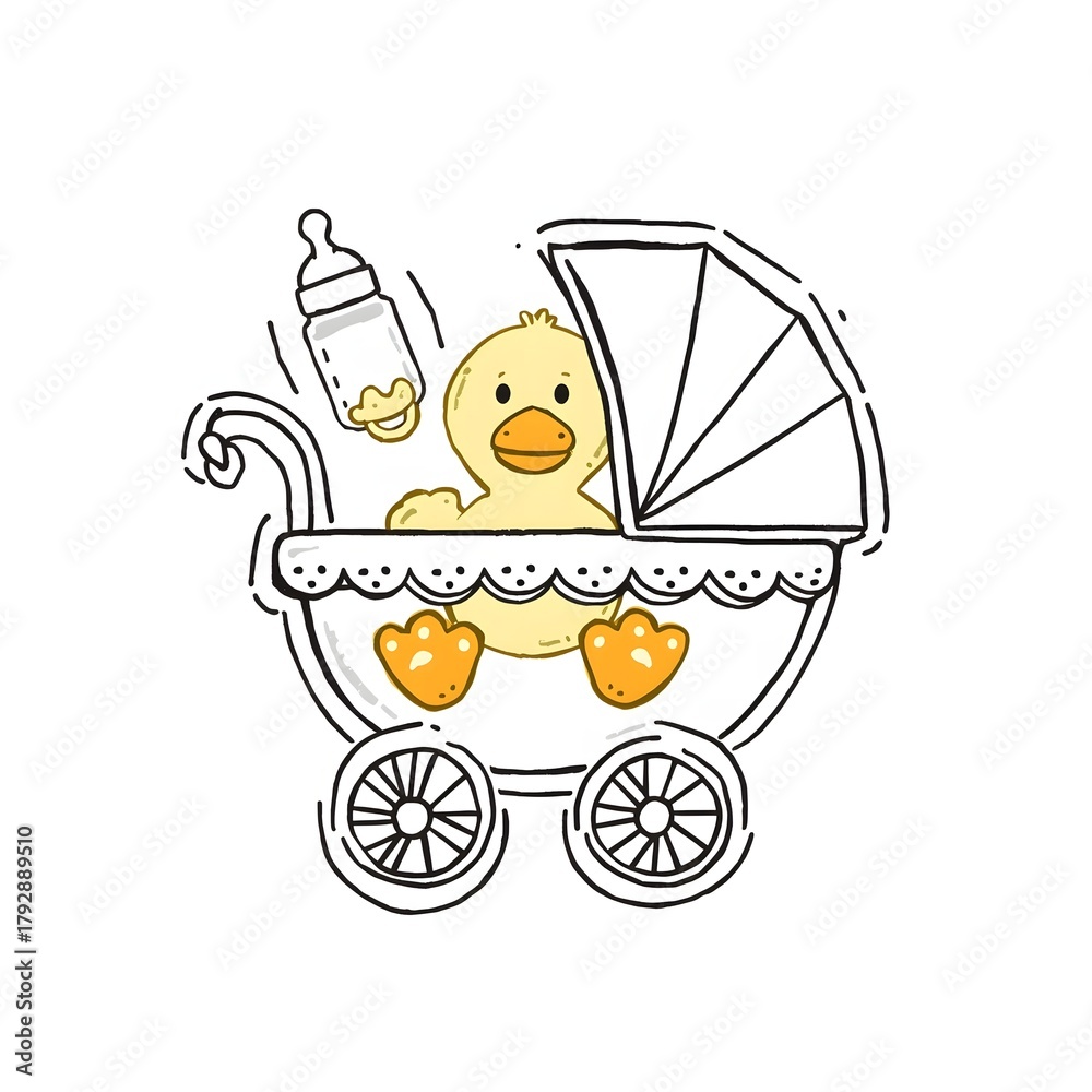 Fototapeta premium Baby Stroller With Duck Toy