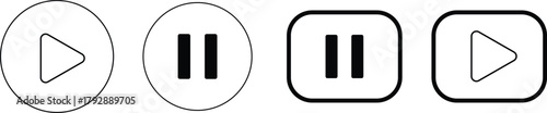 media player button icon. play and pause buttons icon. Social media elements. Digital player monochrome progress bar for music