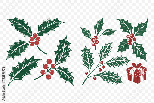 Christmas Holly and Berries Collection with Gift Box