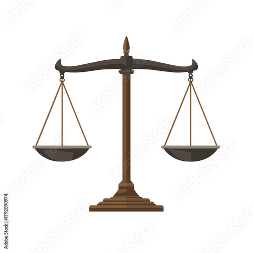 Vector illustration of an ornate balance scale isolated on a white background