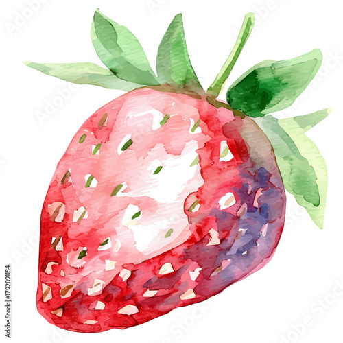 My Watercolor illustration, red strawberry painting illustration isolated on a white background, illustration, AI painting design, vector illustration set, eps format