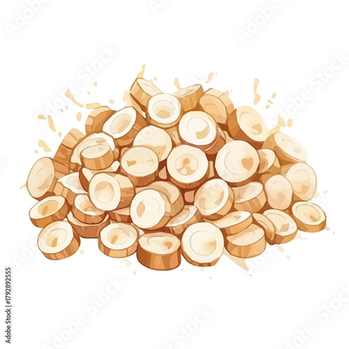 My Watercolor illustration, sliced taro painting illustration isolated on a white background, illustration, AI painting design, vector illustration set, eps format