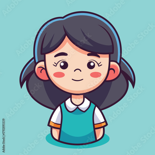 Smiling schoolgirl cartoon character illustration friendly pose