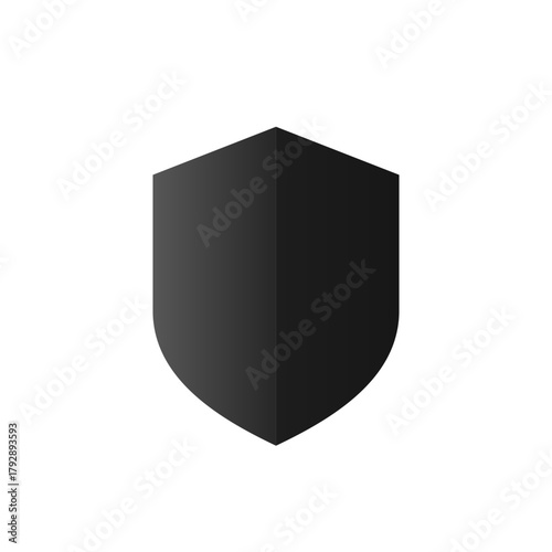 Black shield icon with gradient effect. Security and protection symbol in dark tone