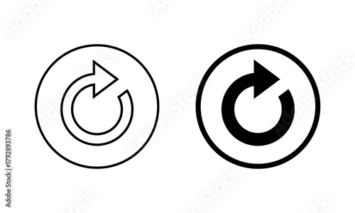 Reload arrow icon in circular outline. Refresh and repeat symbol. Restart and reset sign