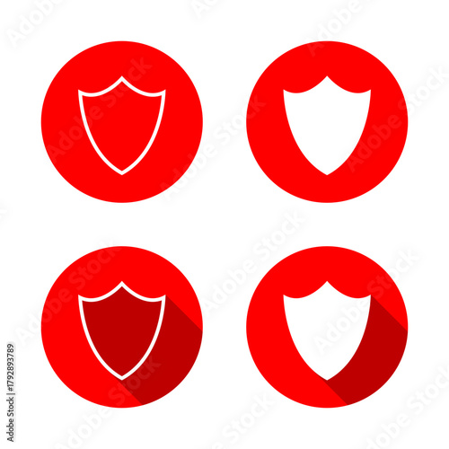 Shield, armor icon with long shadow. Security and protection symbol