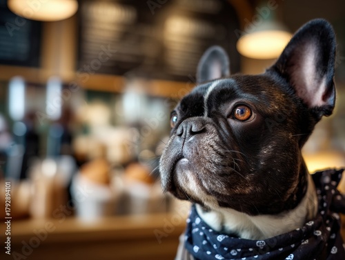 French bulldog wearing a pa...