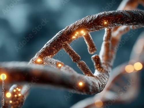 Strands of a DNA helix appe...