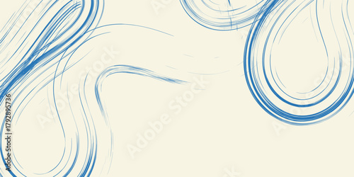 Grunge grainy blue brush stroke with spray texture. Hand drawn distress damaged vintage banner with zigzag bold line. Rough thick brush stroke texture. Spray paint effect vector background.