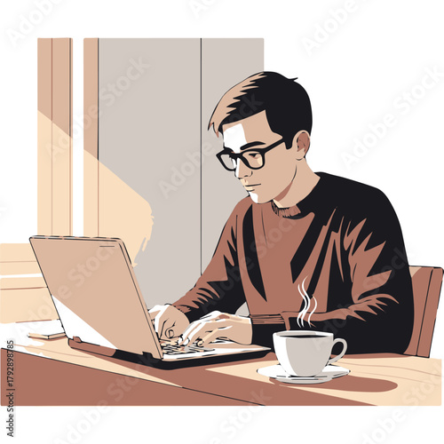 young man working on laptop