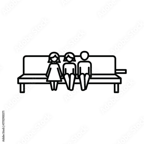 Three people sitting on a bench