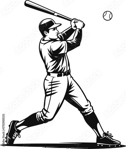 PrVintage Monochrome Sports Mascot Action Graphicint